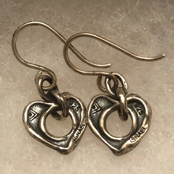 Silpada Artisan Oxidized Sterling Silver Cutout Heart Dangle Earrings W1912 - Picture 9 of 16